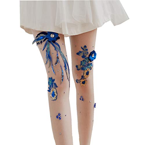 Image of Ulalaza Sparkle Hollow Out Letter Nude Colorful Rhinestone Hot Drilling Fishnet Pantyhose Tights for women Luminous