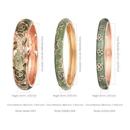 Image of UJOY Womens Multi-colors Cloisonne Bracelet Gold Plated Flower Hollowed Enameled Hinged Cuff Bangles Jewelry Gift 88A10