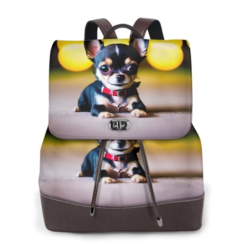 Sac à dos en cuir imprimé chihuahua femme un style unique au quotidien