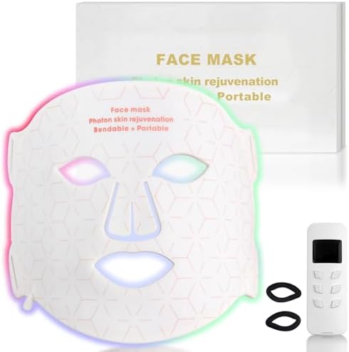 Máscara LED Facial 4 Modos,Mascara Rostro de Silicona con Luz Roj...