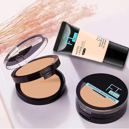 Adbeni Imported Seamless Glow Makeup Combo | Foundation & Compact Powder | Lightweight, Full Coverage & Long-Lasting Matte Finish, Shade-01