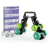 PhysKcal Dumbbells Set with Stand, Hand Weights with Storage Rack, 2 x 1kg, 2 x 2kg, 2 x 3kg, Strength Training Fitness Home Workout
