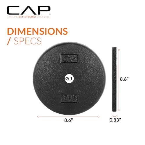 Image of CAP Barbell Standard 1-Inch Cast Iron Weight Plates - Singles & Sets | 1.25-50 lbs | Multiple Options