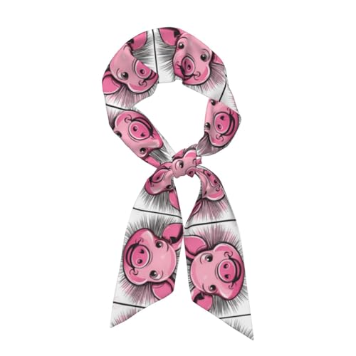 Funny Pink Pig Face Prints Women's Fashion Scarf - Head Hair Accessories Versatile Scarf for Women Valentine's Day and Mother's Day