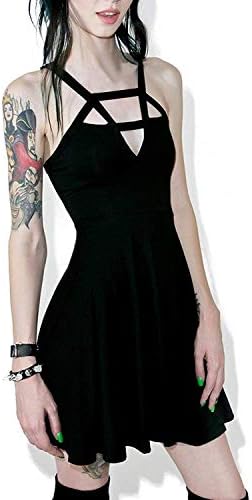 Fashion Dress Gothic Vintage Romantic Casual Dress for Women (Style 2,S,Black)