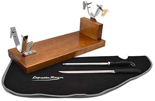LEPANTO JAMONERO Bodega Roble + Set Negro Soporte JAMONERO BUARFE Bodega Horizontal EN Color Roble con Cuchillo JAMONERO CHAIRA Y Cubre Jamon para HOGAR O Restaurante Color Cubre Jamon: (Set Negro)