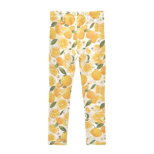 Wood Lemons Watercolor Kids Girl's Basic Leggings Fashion Full Length Workout Pants Running2