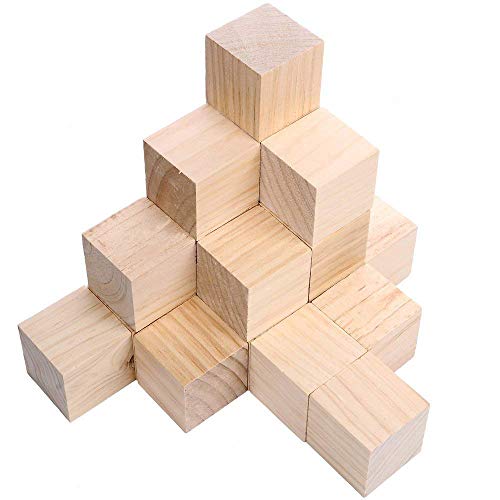 Fuhaieec 24Pcs 2 Inch Wood Square Blocks for Puzzle Making Blank Wooden Cubes