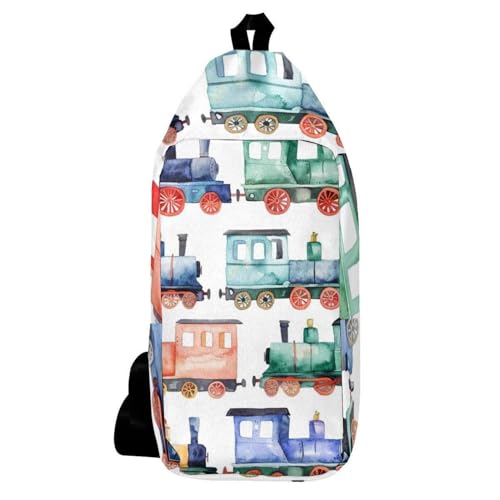 Sac à dos à bandoulière aquarelle trains, l'esprit d'aventure