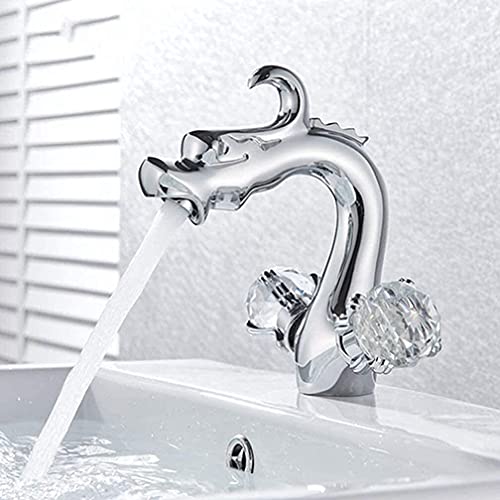Grifo de lavabo retro ZXLIHS dorado con manijas de cristal para un baño elegante