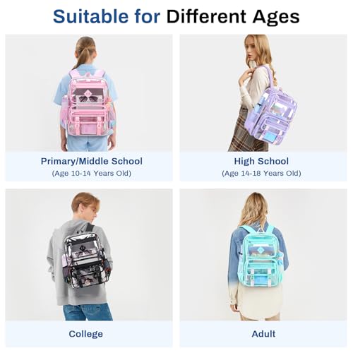 Clear Backpack for School, PVC Clear Bookbag Heavy Duty Transparent Backpack for Stadium Events See Through Bag2