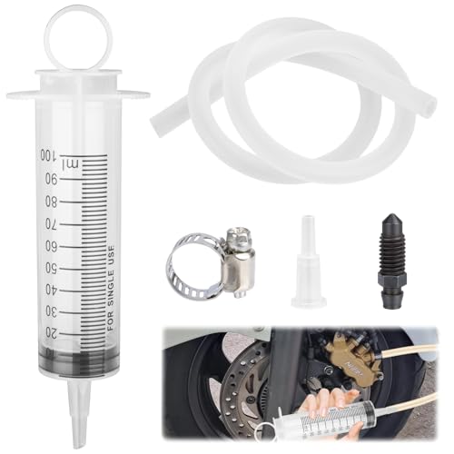 Sixzoo Motorcycle Brake Bleeder Kit Hydraulic Disc Brake Bleeding Kit with 100ML Syringe 50cm Hose Reverse Brakes Bleeder Brakes Fluid Flush Kits for Motorcycle Cars Scooters Repair Maintenance