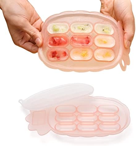 haakaa Silicone Nibble Tray -Breastmilk Teething Popsicle Mold -Baby Forage Feeder Fresh Food Freezer Tray -Ice Cube Tray - Baby Serving Divided Plate - 4m+Baby Toddler -Pineapple Blush