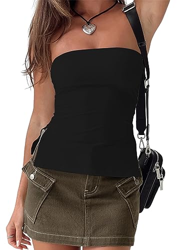 MISSACTIVER Women Y2K Strapless Backless Tube Tops Sexy Off Shoulder Side Split Bandeau Going Out Tank Tops