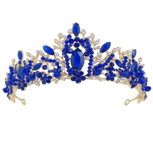 Tiara de cristal azul evita peinados incómodos en bodas con este tocado fácil de poner
