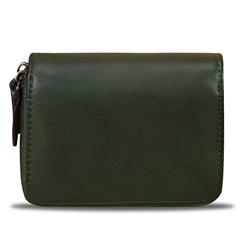 Genuine Leather Small Purse Wallet For Women Rfid-Blocking Handmade Clutch Wallets Money Clip Card Organizer Coin Pouch (Green) #TOP1