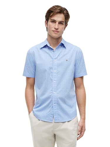 Image of Tommy Hilfiger Men's Short Sleeve Poplin Shirts in Regular Fit, Men's Button Down Shirts