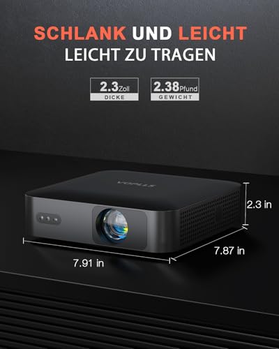 Mini Beamer【Autofokus/Trapezkorrektur】 Projektor 4K Unterstützt 1080P Full HD 23000Lumen WiFi6 Bluetooth, VOPLLS Beamer Klein Heimkino 50% Zoom 360° Drehbar Projector für Handy/TV Stick/USB