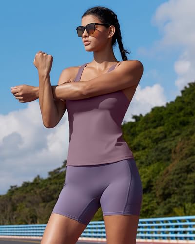 Image of RUNNING GIRL Tank Tops with Built in Bras,Workout Racerback Tank Tops for Women Athletic Yoga Top