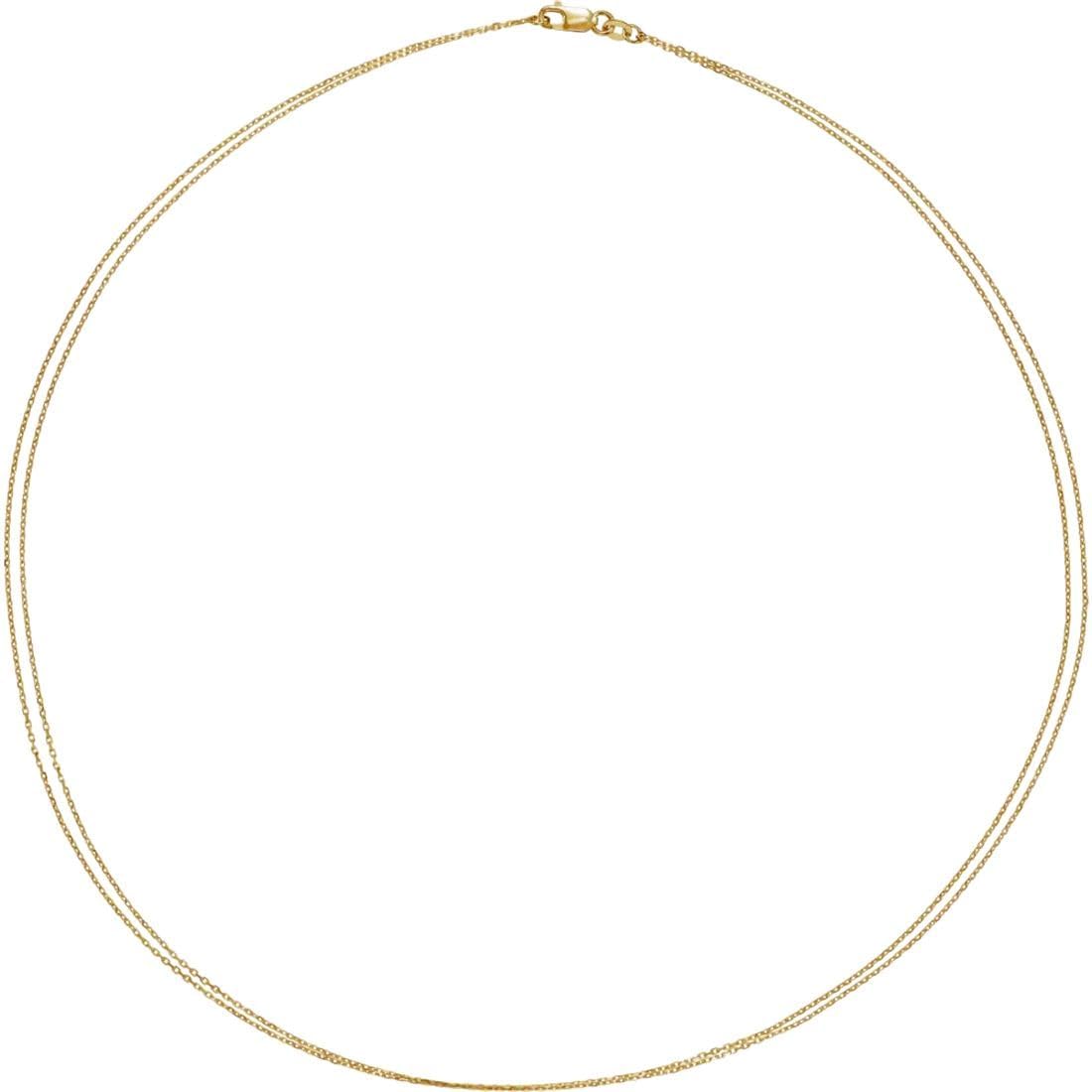 JewelryWeb 14k Yellow Gold Necklace 18 Inch Double Strand Sparkle-Cut Cable Chain With Lobster Clasp Strand Necklace for Women and Men
