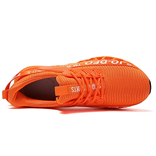Frshaniah Sneakers For Men Slip On Casual Sport Running Shoes Athletic Tennis Walking Shoes Breathable Fashion Gym Runner Jogging Shoes Orange Size 9.5 #TOP3
