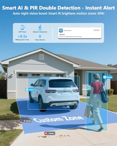 Image of (2026 New) 4K PoE PTZ Security Camera System with 10.2'' Monitor, 8CH NVR, 4 Wired Outdoor Cameras, Pan Tilt Auto Tracking, AI Human Detection, Free App, No Monthly Fee, IP66