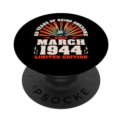 80 cumpleaños 80 años Guitarrista Music Lover Nacido en marzo de 1944 PopSockets PopGrip Intercambiable