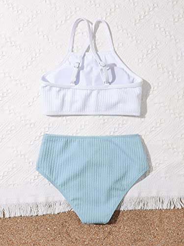 SHENHE Girl's 2 Piece High Waisted Bikini Sets Criss Cross Spaghetti Strap Swimsuit Bathing Suit2