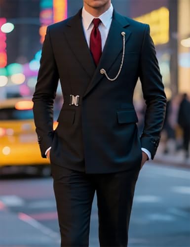 Men's Suits Slim Fit 2 Piece Notch Lapel Prom Tuxedos Jacket+Pants Wedding Grooms2