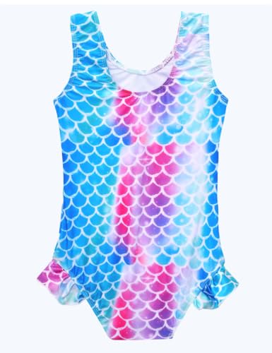 Image of Snowheart Girls Bathing Suit Toddler Swimsuit Girl Hawaiian Floral Ruffle One-Piece Breathable Swimwear 4-10T