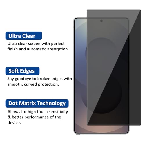 Image of AIBEX Privacy Tempered Glass for Samsung Galaxy S25 Ultra 5G| 9H Hardness | Anti-Spy Screen Guard | Anti-Fingerprint | Edge-to-Edge Privacy Protection | Bubble-Free Installation