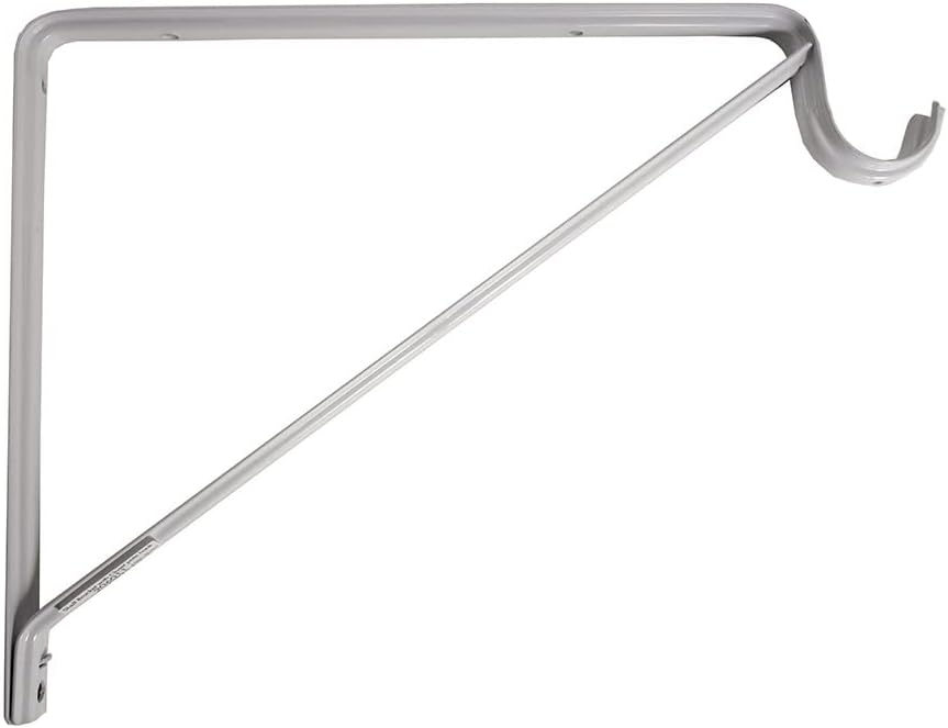Design House 206011 Shelf Rod Bracket with Hook 11", White