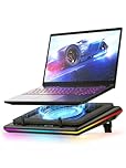 llano V12 RGB Laptop Cooling Pad with Powerful Turbofan Gaming Cooler Radiator with Infinitely Variable Speed, Touch Control, LCD Screen, 3-Port USB Hub, Seal Foam for Notebook Computer 15-19in