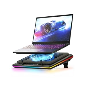 llano V12 RGB – Almohadilla de refrigeración para laptop, enfriador de laptop para juegos con potente turbofán de 5.5 pulgadas, enfriamiento rápido para laptop de 15.6 a 21 pulgadas, velocidad
