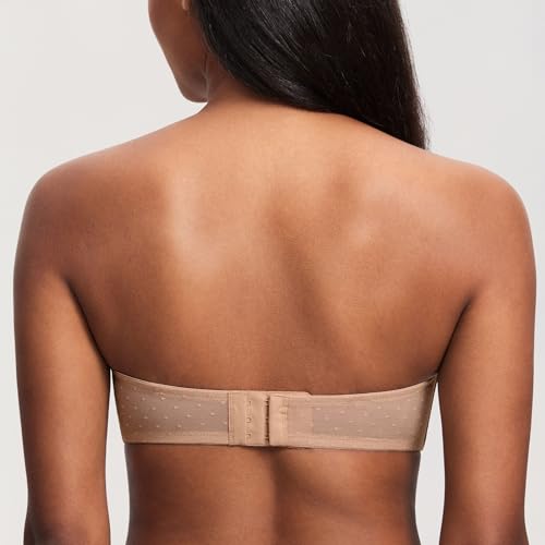 Image of DOBREVA Women's Mesh Strapless Bra Sheer Unlined See Through Underwire Bras Plus Size
