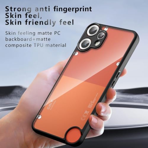 Image of Phone Case for CMF Phone 2 Pro, Matte PC + TPU Cover with Air Bags, Air Bag Corners, Anti-Fingerprint, Never Turns Yellow, Micro Arc Edge, Camera Protection, Black