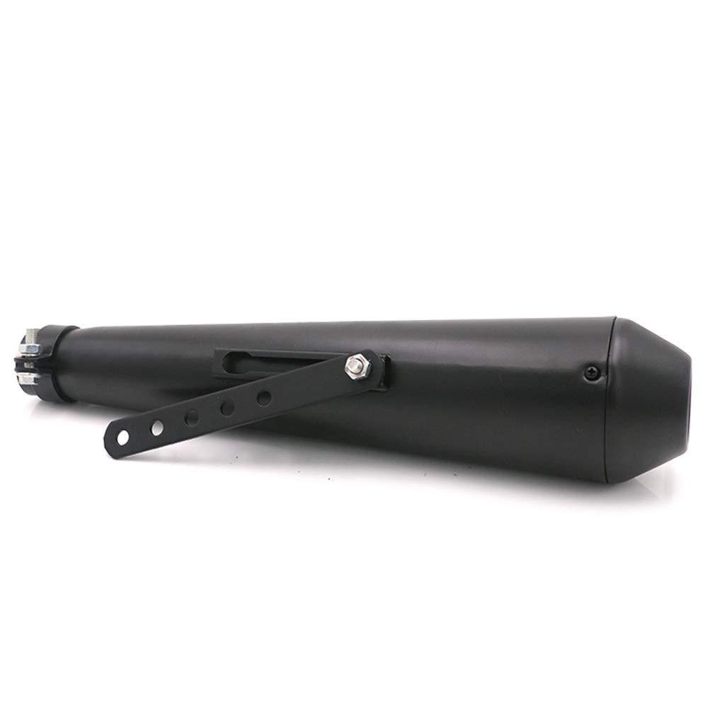 Moto Marmitta Tubo di scarico per 35mm 38mm 41mm 43mm 45mm per Chopper Cruiser Bobber Old School Cafe Racer (Nero)