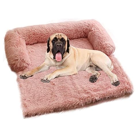 PETCUTE Soft Plush Dog Mat Sofa,Orthopedic Dog Beds Large with Anti-Slip Bottom,Detachable and Washable Pad Blanket Cushion,Anti-Anxiety Warm Calming Dog Bed Sofa Cover