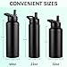 DOMICARE 40 oz Insulated Water Bottle, Vacuum Insulated Stainless Steel Sports Water Bottle with Straw Lid & Spout Lid, Leakproof, Reusable - Travel, Camping, Bike, Black
