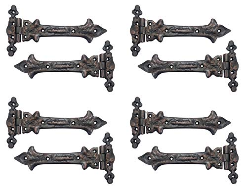 Image of Adonai Hardware Adonijah Antique Cast Iron Strap T Hinge (7.9 inch x 8 Pack, Oil Rubbed Bronze) for Barn Doors, Gates, Kitchen Cabinets, Sheds, Wooden Box, Furniture, Cedar Chest and Trunks