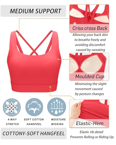 Image of RUNNING GIRL High Impact Sports Bras for Women, High Support Running Sports Bra Moulded Cup Strappy Sports Bras