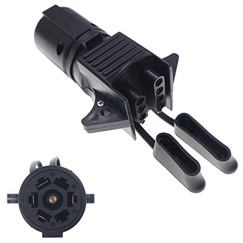 AutoSonic 7 Way Round Blade to 4 Way 5 Way Flat Trailer Adapter, Female Trailer Connector Plug with Anti-dust Cover, 7 pin to 4 pin 5 pin Trailer Converter, Flat Connection, Weatherproof
