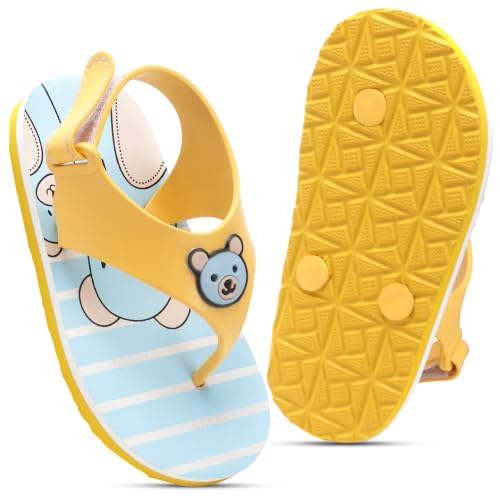 Image of Duosoft Kids Flip Flop Sandals with Bear Motif, Slippers for Baby Girl and Baby Boy, Indoor and Outdoor Slipper for Kids with Strap (K-402)