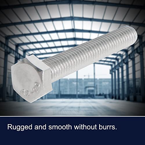 Image of M6 x 60mm Hex Head Bolts Screws Grade 5.8 Stainless Steel, Fasteners Fully Machine Threaded SUS304 10 Pcs