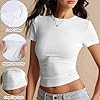 Risipu Women's Short Sleeve T-Shirts Crew Neck Slim Fit Tops Sexy Basic Tee Y2k Clothes 2026 (UK, Alpha, XS, Regular, Regular, White) #1