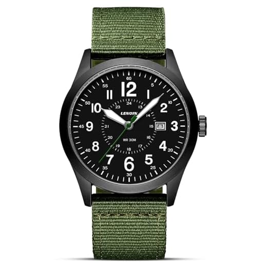 LN LENQIN Montre Homme Montres Militaires Field Analog Quartz Montre pour Homme Affichez Les Montres de Poignet imperméables avec Date Nylon Band Army Tactical Sports