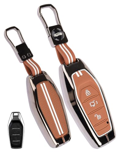 Image of Coll of Fest Premium Metal Brown Silicone Key Cover Compatible with Mahindra XUV 500 3-Button Smart Key Glow in the Dark