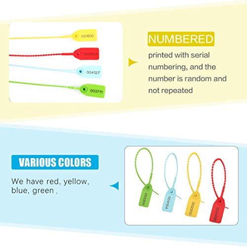180 Pcs Pull-Tite Security Seal Numbered, Eau 4 Color Disposable Plastic Tamper-Proof Seals, Self-Locking Security Tags For Extinguisher,Logistics, Lagguage,Transport.  #TOP2