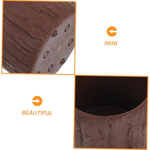 Pots de fleurs imitation bois au design miniature rustique en PP