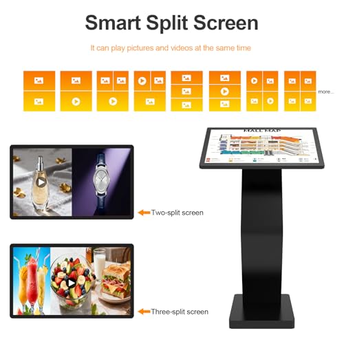 Image of 27 Inch Touch Screen Kiosk, 10pt PCAP Touch Screen Digital Signage, Plug&Play K-Style Indoor Digital Signage, Interactive LCD Display Signage, CMS /U-Disk Publish Content, Split Screen, Android 11